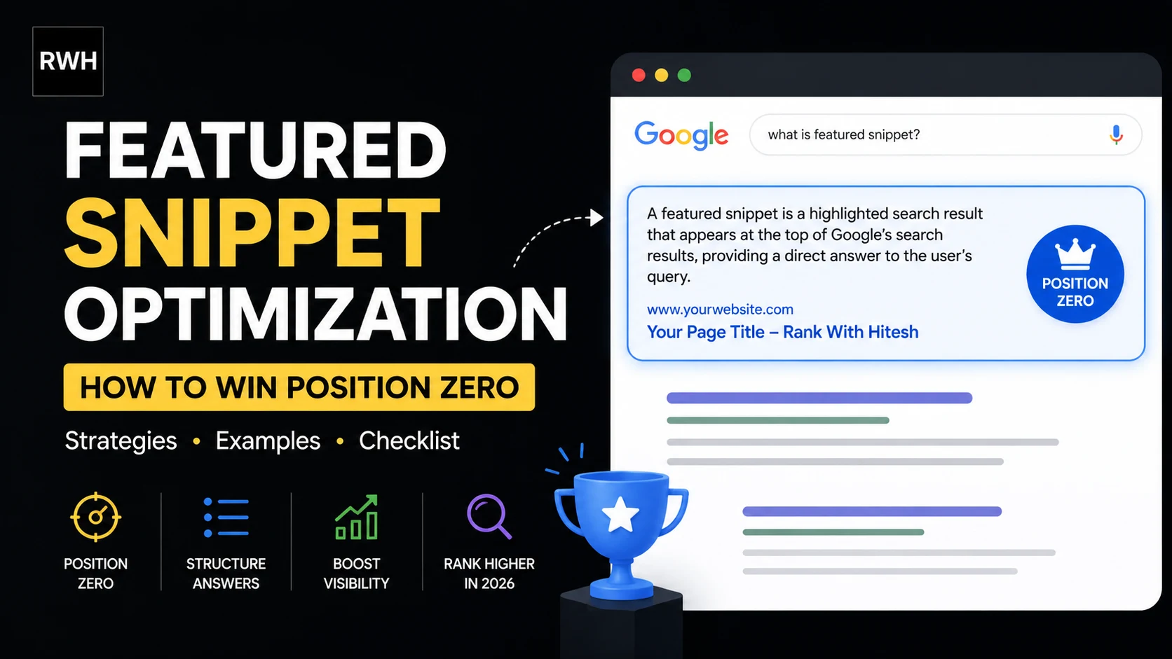 Featured snippet optimization guide showing structured content format for Google Position Zero